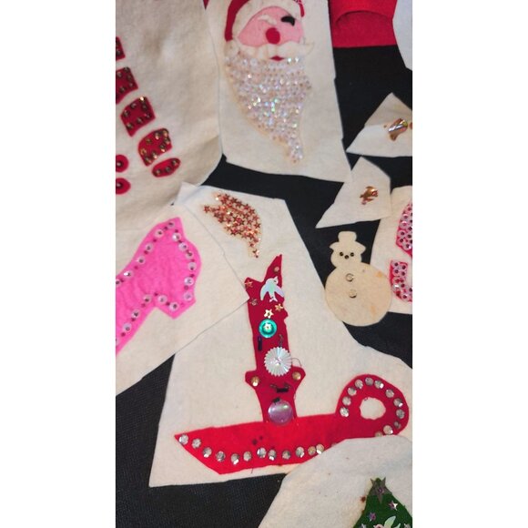Vintage Christmas Appliqué Decorations Tree Skirt Festive Cutouts Embellishments - Picture 10 of 15